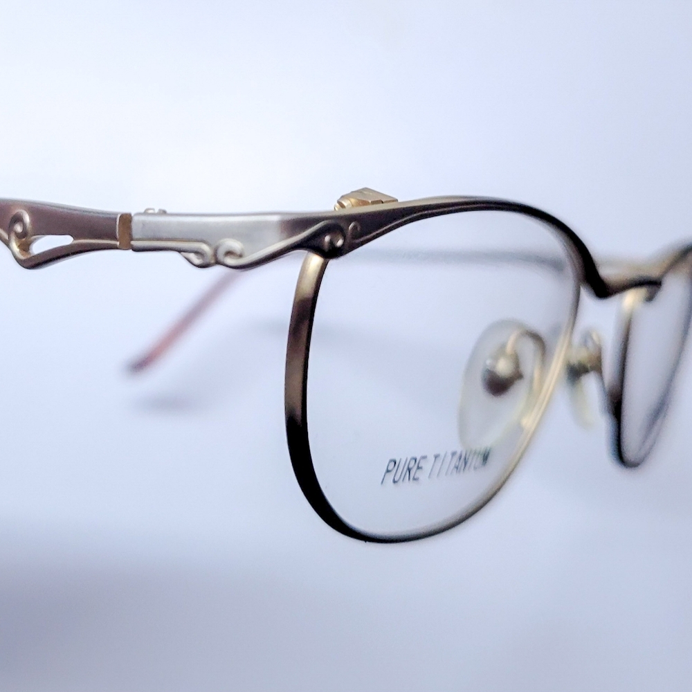 Martine Sitbon Eyeglasses • Titanium Glasses • Vintage Designer Art Brushed Gold